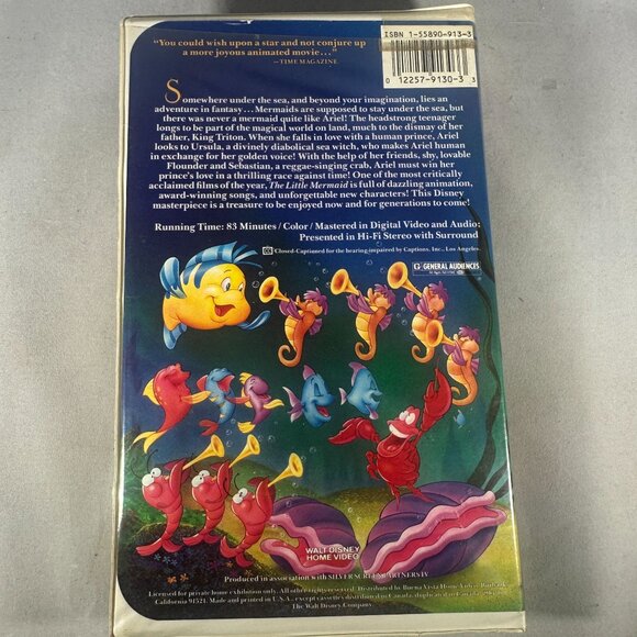 The Little Mermaid VHS Classic 1990 Walt Disney Home Video Tape - Picture 2 of 5